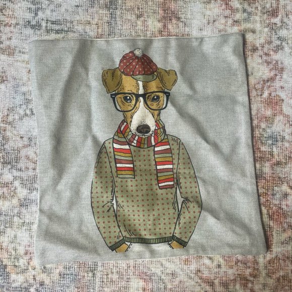 ⭐️Dog Puppy Hipster Hippie Chic Funny Home Deco Art Artsy Cool Guy Pillow Case